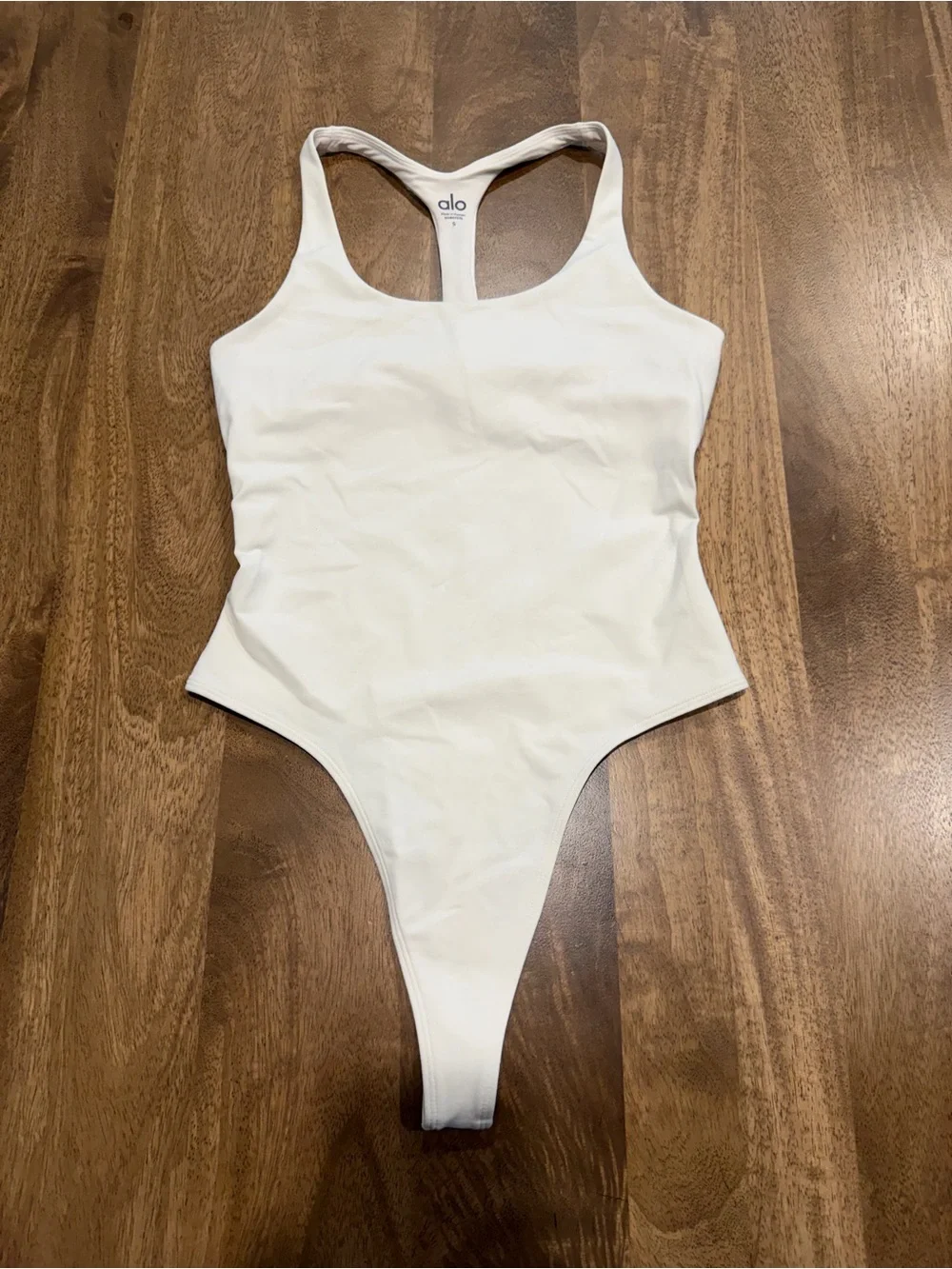 ALO Yoga White Racerback One-Piece Bodysuit